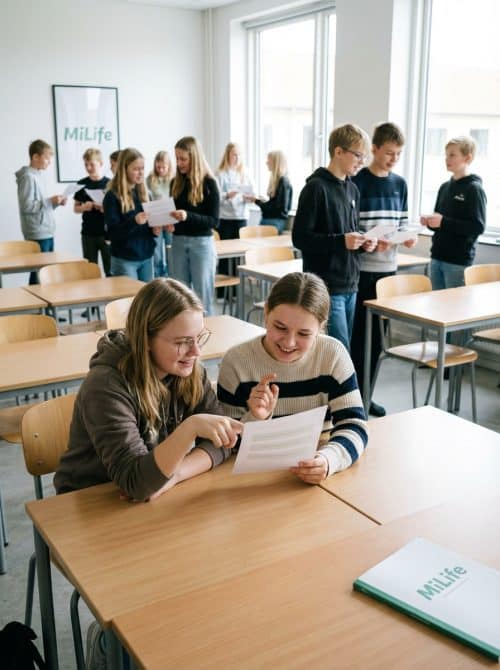 lever samarbejder i forbindelse med praksisbaseret læring et klasselokale med MiLife-materialer.